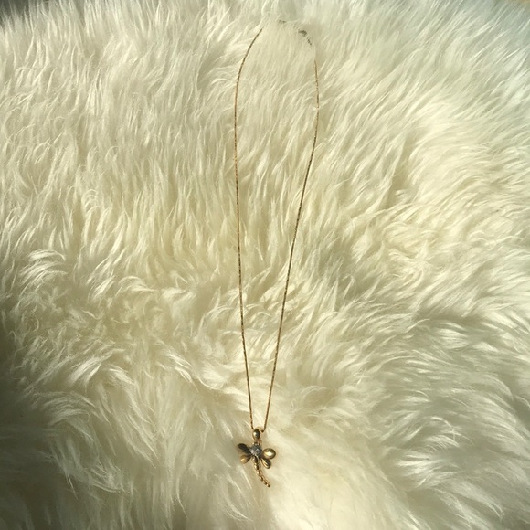 Gold plated cz dragon fly necklace